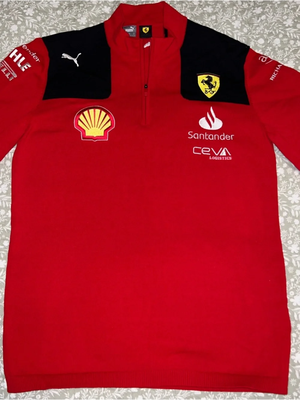 F1/Formula One Scuderia Ferrari Red Quarter Zip Team Sweater - Picture 2 of 5